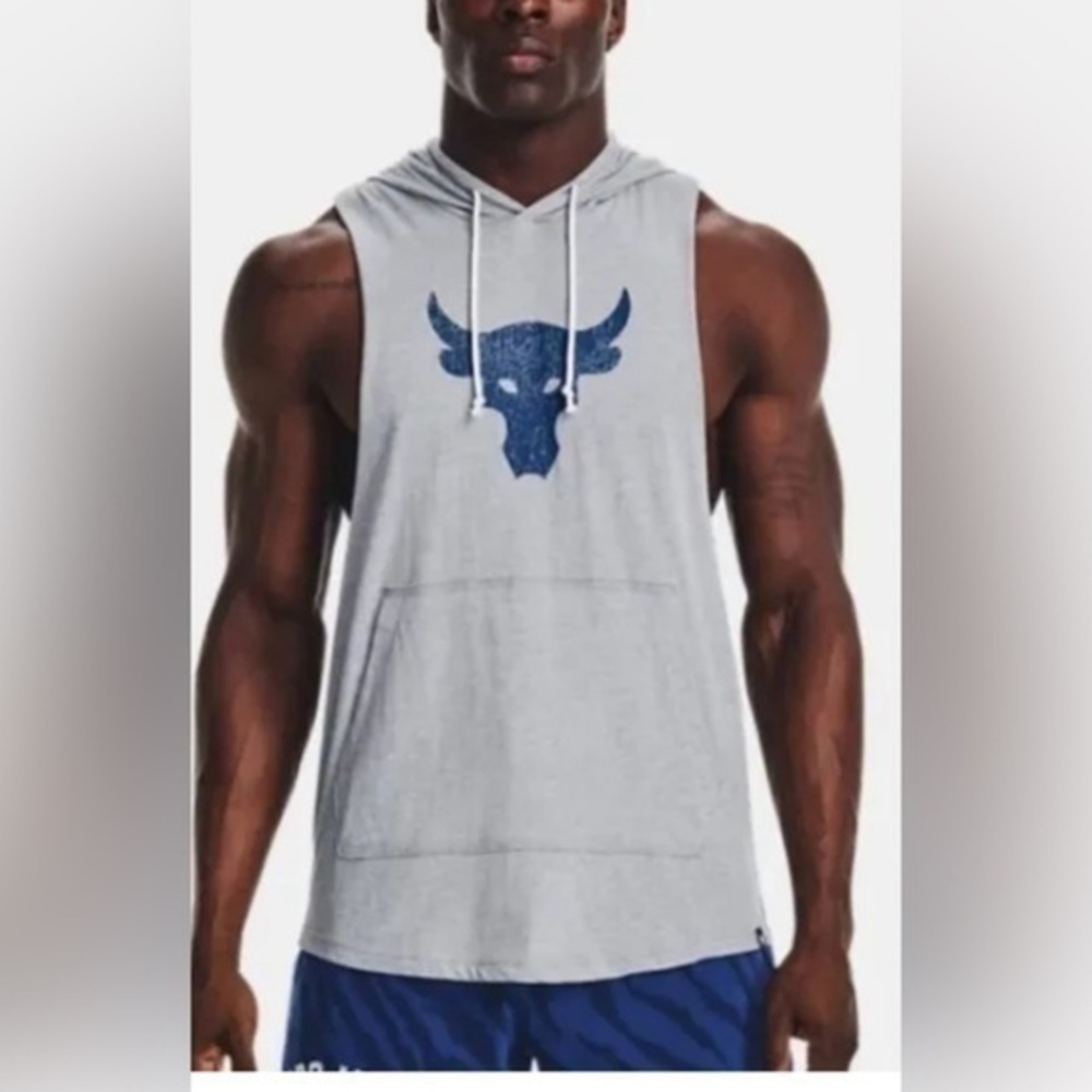 NEW Under Armour Men's Project Rock BSR Bull Sleeveless Hoodie Size - Picture 1 of 6